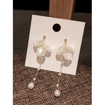 

Flower Petal Faux Pearl Drop Earrings, Golden