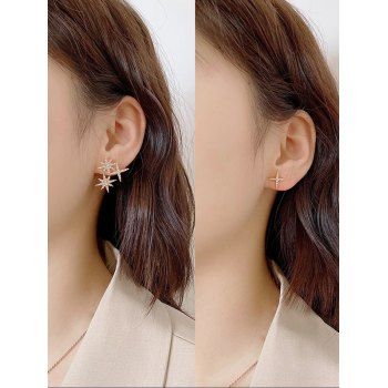 

Asymmetrical Rhinestone-Inlaid Star Earrings, Golden