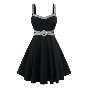 

Plus Size O Ring Glitter Tape Dress, Black