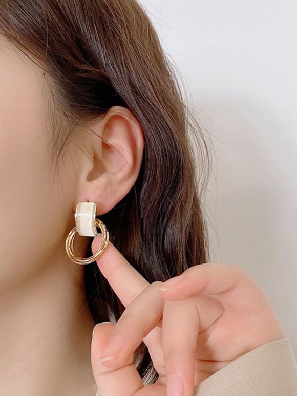 Boucles D'oreilles en Forme de Cercle avec Décoration de Gemmes Fausses - d'or 