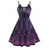 Robe à Bretelle à Imprimé Fleur de Grande Taille à Lacets - Pourpre 2X