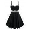 Robe Rayée Anneau en O de Grande Taille à Paillette - Noir 4X