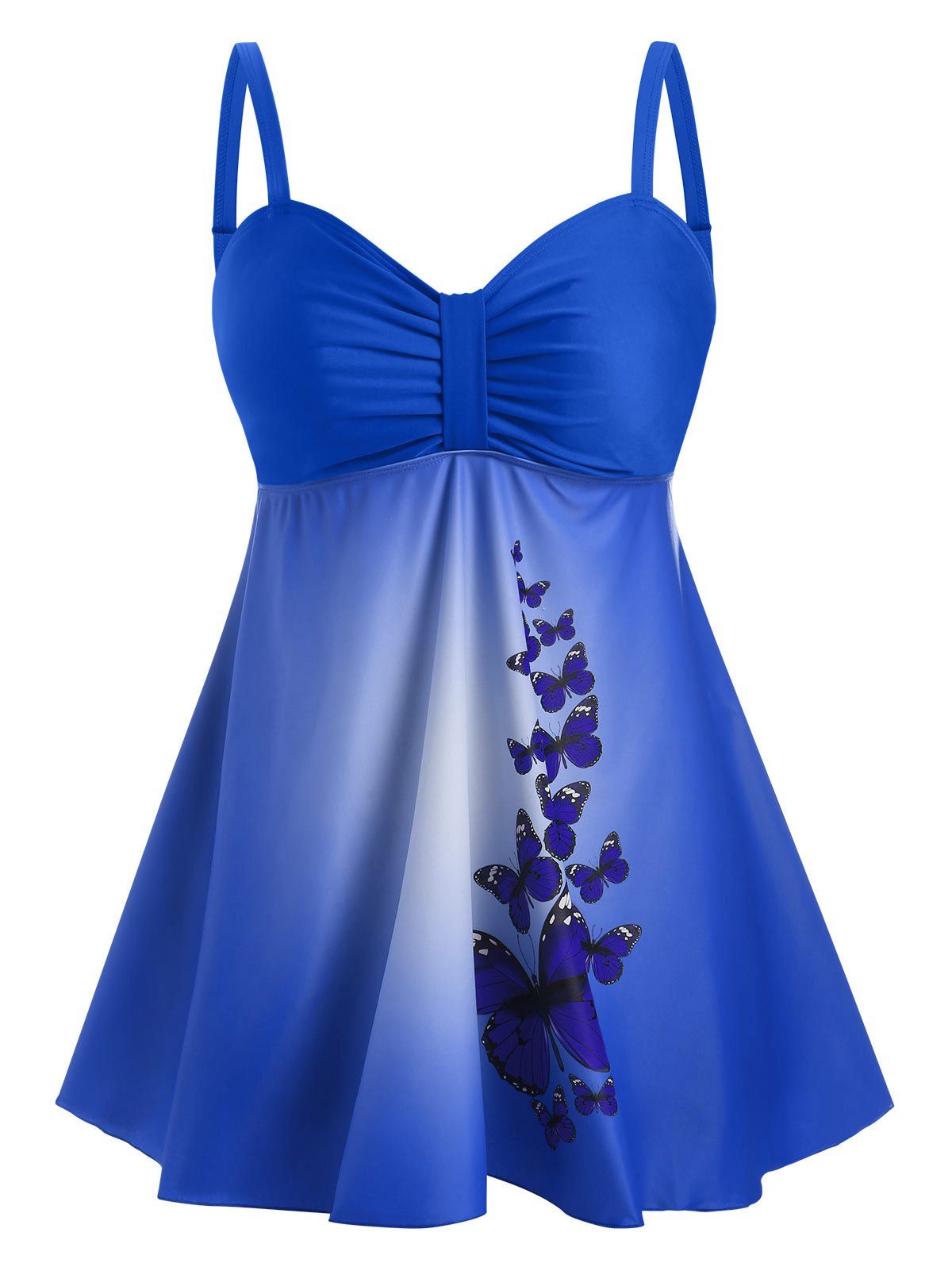 Plus Size Butterfly Print Tankini Swimwear - BLUE 5X