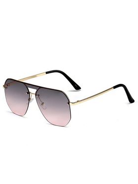 Irregular Frame Flat-Top Metal Sunglasses