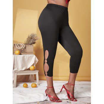 

Plus Size Cutout O Ring Cropped Pants, Black