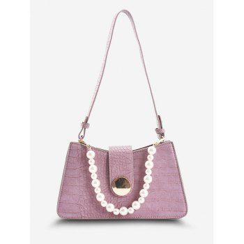 

Faux Pearl Embellished Embossed Shoulder Bag, Light purple