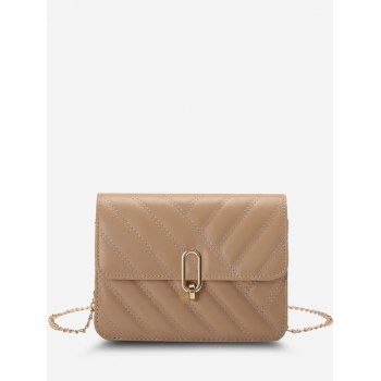 

Slash-Quilted Half-Chain Strap Crossbody Bag, Light khaki