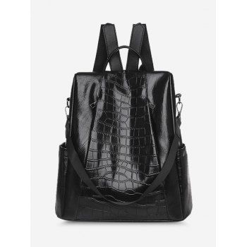 

Embossed Side-Open Multi Strap Backpack, Black