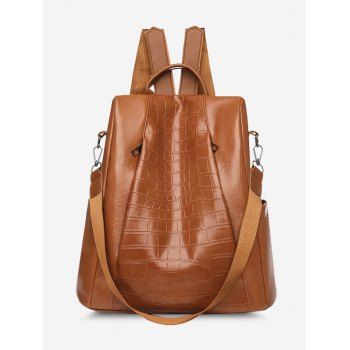 

Embossed Side-Open Multi Strap Backpack, Brown