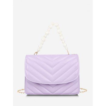 

Zigzag-Quilted Faux Pearl Crossbody Bag, Light purple