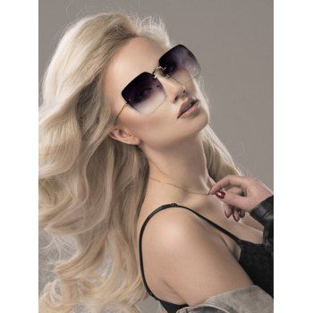 

Square Metal Rimless Sunglasses, Gray