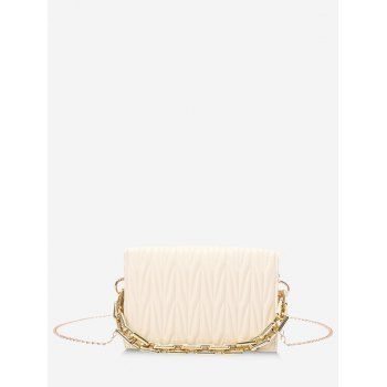 

Quilted Chunky Chain Handle Crossbody Bag, White