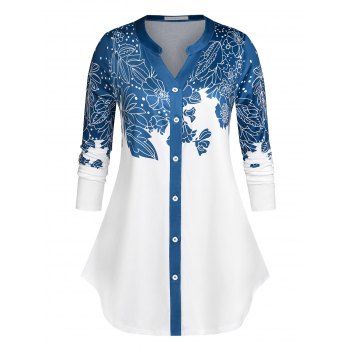 

Plus Size Button Up Floral Print Shirt, Multicolor
