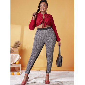 Plus Size Marled Space Dye Lace Insert Contrast Leggings