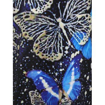 Plus Size Long Sleeve Butterfly Print Tunic T-shirt