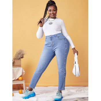 Plus Size Studded Light Wash Skinny Jeans