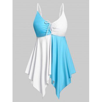 

Plus Size Colorblock Handkerchief Tankini Set, Multicolor