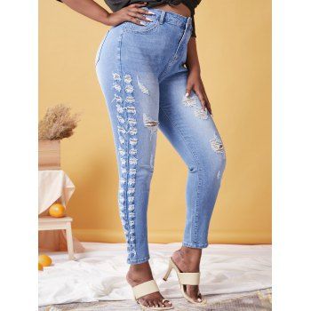 

Plus Size Ripped Faded Skinny Jeans, Light blue