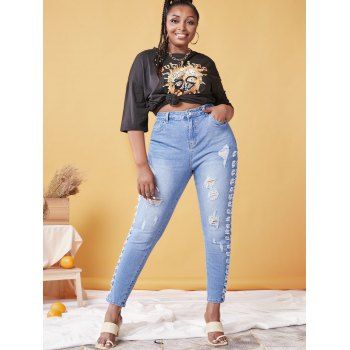 Plus Size Ripped Faded Skinny Jeans