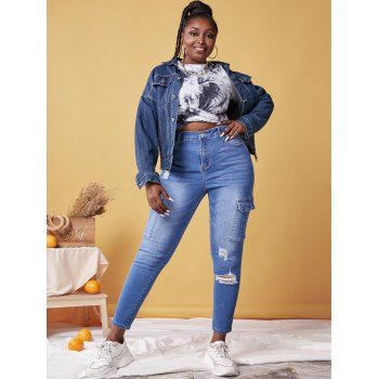 Plus Size Pockets Ripped Jeans
