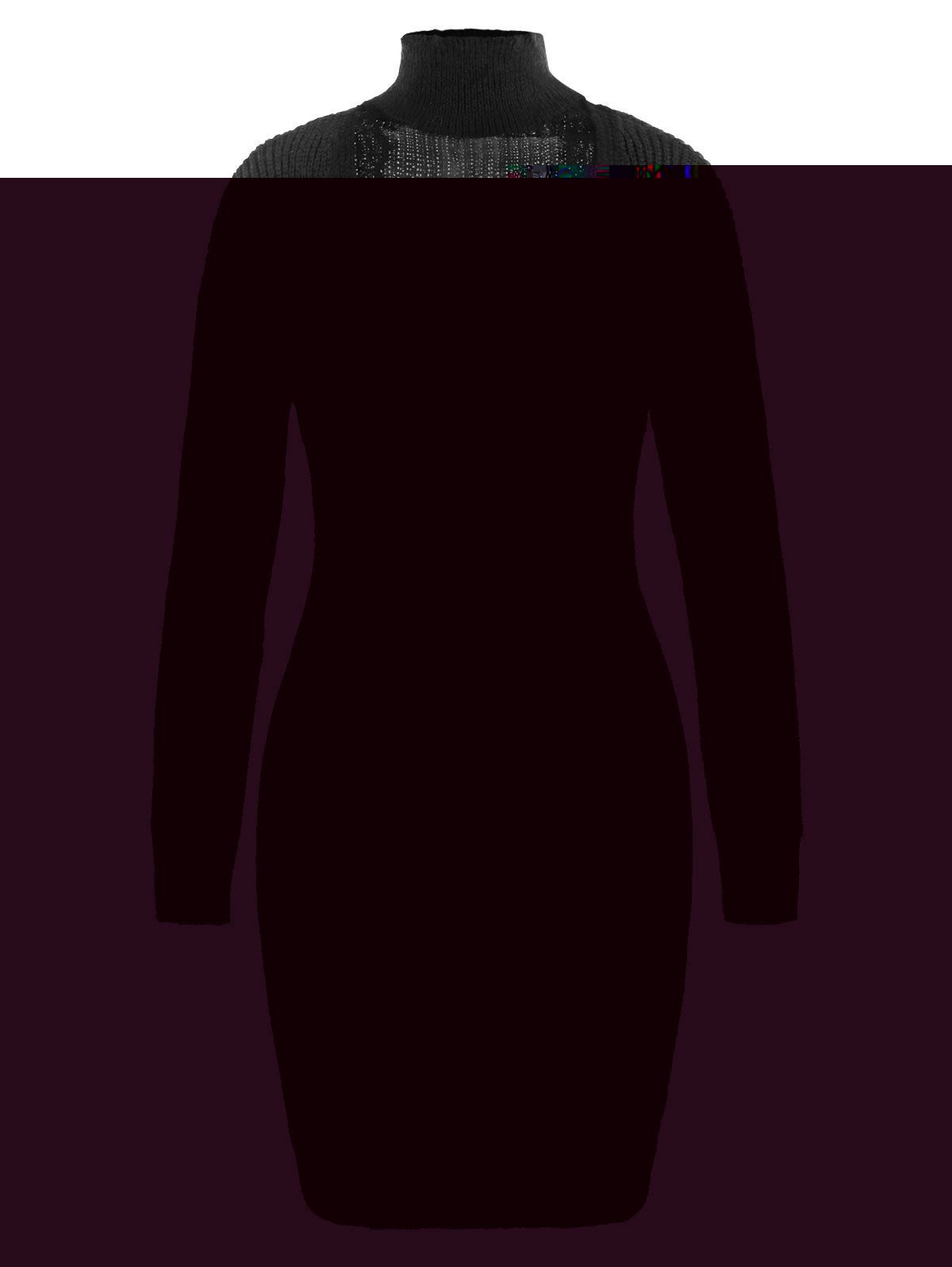 Plus Size Lace Panel Cutout Choker Jumper Dress - BLACK XL