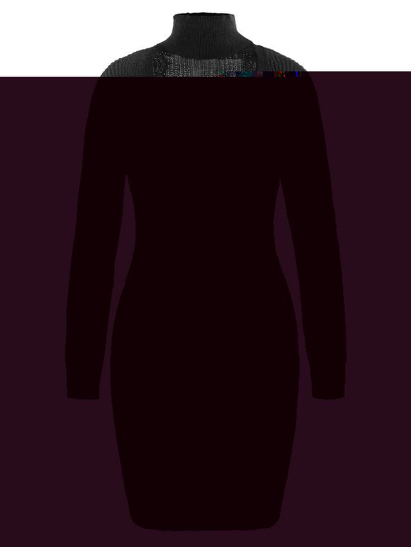 Plus Size Lace Panel Cutout Choker Jumper Dress - BLACK 3XL