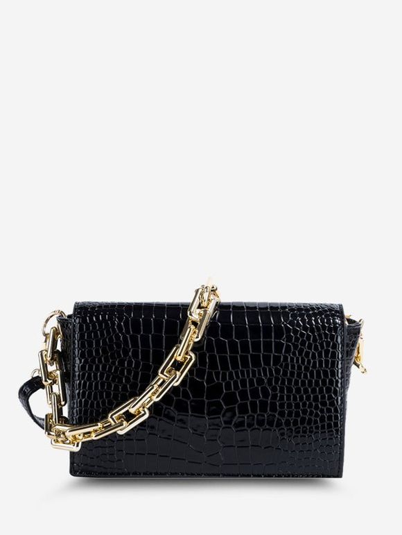 Sac à Bandoulière à Double Sangle en Relief - Noir 
