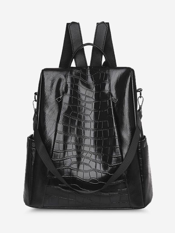 Sac à Dos Léger avec Lanière Latérale en Relief - Noir 