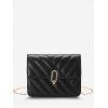 Sac à Bandoulière Matelassé avec Chaîne à Demi-Fermeture - Noir 