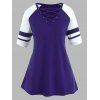 Haut Panneau Rayé à Manches Raglan de Grande Taille - Pourpre 3X