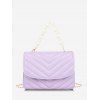 Sac à Bandoulière Matelassé Motif Zig Zag et Perle Fantaisie - Violet clair 