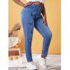 Plus Size Butterfly Print Skinny Jeans - BLUE 5XL