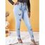 Plus Size Butterfly Print Skinny Jeans - LIGHT BLUE XL