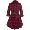 Blouse Croisée à Carreaux Imprimé de Grande Taille avec Rivets - Rouge 2X