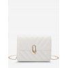 Sac à Bandoulière Matelassé avec Chaîne à Demi-Fermeture - Blanc 