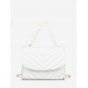 Sac à Bandoulière Matelassé Motif Zig Zag et Perle Fantaisie - Blanc 