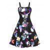 Robe D'Halloween à Imprimé Crâne et Papillon de Grande Taille à Lacets - Noir 5X