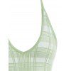 Plus Size Halter Plaid Knitted Slinky Bodycon Dress - LIGHT GREEN 3XL