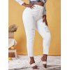 Plus Size High Rise Distressed Ripped Jeans - WHITE 3X