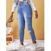 Plus Size Pockets Ripped Jeans - BLUE 2X