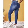 Plus Size High Waist Faded Ripped Skinny Jeans - DEEP BLUE 5X