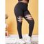 Jean Découpé Clouté à Bretelle de Grande Taille - Noir 5XL