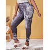 Jegging à Imprimé en Denim 3D et Floral de Grande Taille - Noir 4X