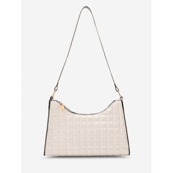 

Solid Color Square-Quilted Shoulder Bag, White