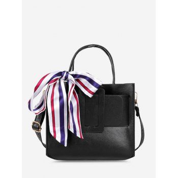 

Scarf Embellished Buckle Crossbody Bag, Black