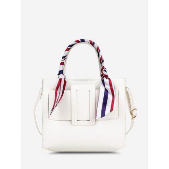 

Scarf Embellished Buckle Crossbody Bag, White
