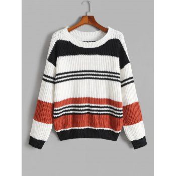 

Plus Size Striped Chunky Sweater, Multicolor