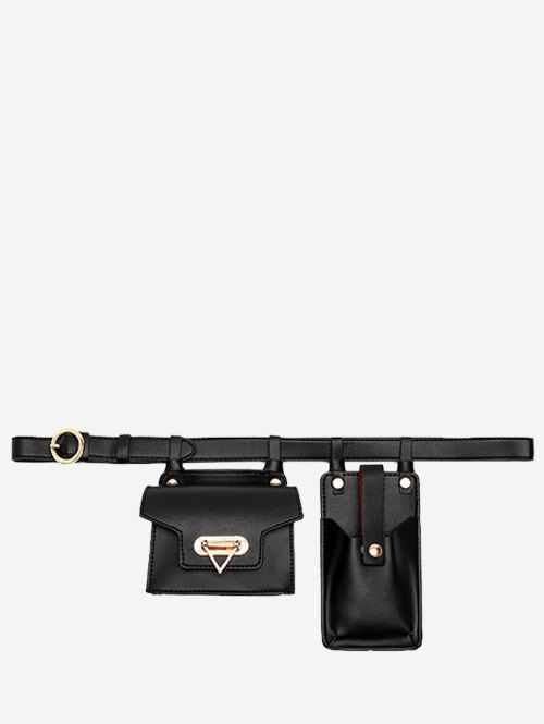 Mini Sac de Ceinture à Rabat pour Téléphone - Noir 