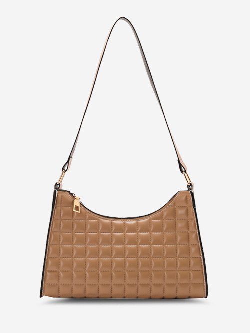 Sac à Bandoulière Carré Matelassé en Couleur Unie - Kaki Léger 