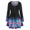 T-shirt Zippé à Imprimé Fleuri à Carreaux - multicolor XXXL